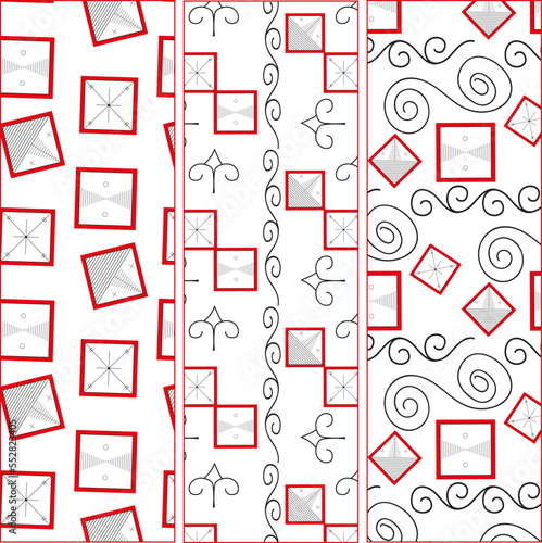 A set of patterns based on the painting of the peoples of the North of Russia at the end of the 19th century. 3d.