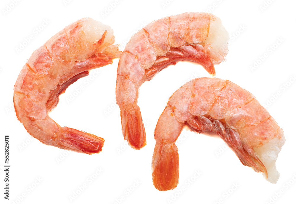 Shrimp tails isolated on white background.