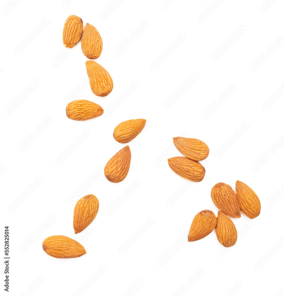 Almond nuts isolated on white background. Almond nuts isolated on white background.