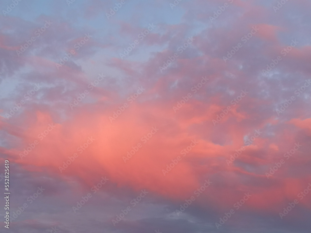 Colorful clouds in the sky at sunset.