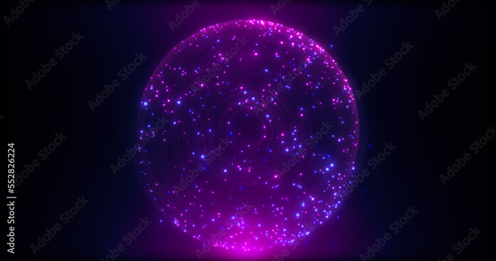 Sphere circle ball made of small luminous flying particles dots grains of sand purple shiny bright festive. Abstract background. Screensaver Sphere circle ball made of small luminous flying particles dots grains of sand purple shiny bright festive. Abstract background. Screensaver