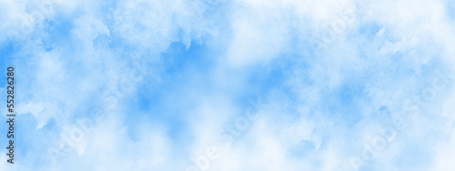 Bright beautiful winter seasonal puffy and cloudy natural blue sky background with various natural tiny clouds. 