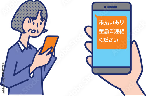 振込め詐欺のメールを受け取る年配女性