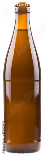Generic brown beer bottle without label, PNG isolated on transparent background	
