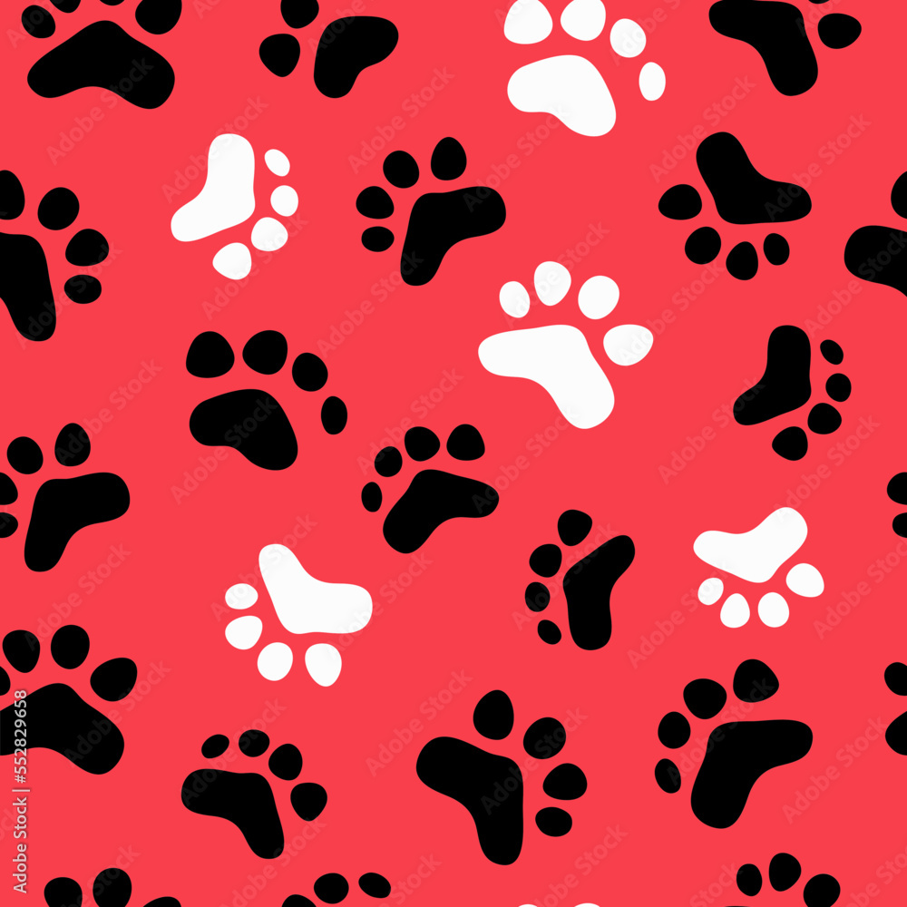 Animal Footprints pattern, seamless, vector. Cartoon pet footprints. Paw print of a cat. Backgrounds for packaging and textiles. Animal Footprints pattern, seamless, vector. Cartoon pet footprints. Paw print of a cat. Backgrounds for packaging and textiles.