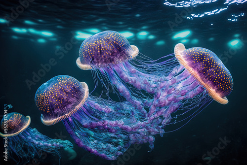 There are Australian spotted jellyfish in the ocean. Generative AI