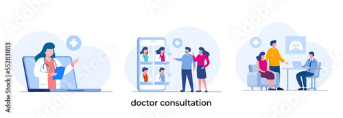 doctor consultation, paramedic & medical, medicine concept, hospital, flat illustration vector template