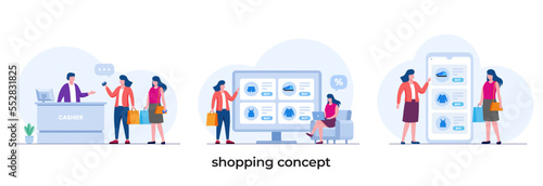 shopping concept  shopper  business online  shop  retail  store  flat vector illustration template