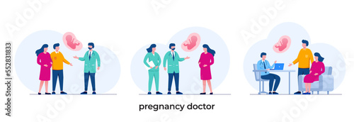 pregnancy doctor, health care, medical, medic, healthy, hospital, mother, birth, flat vector illustration template