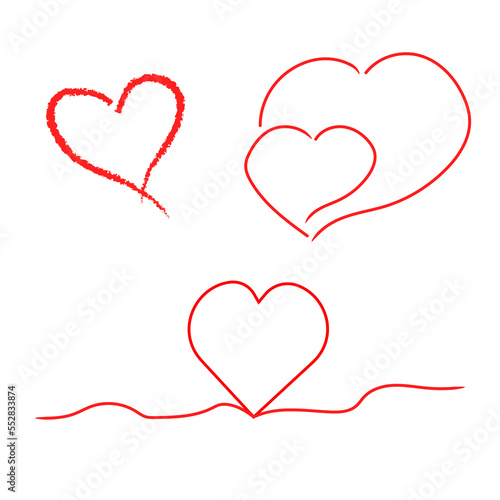 red heart top view on a white background