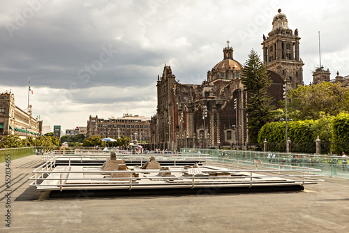 Ruins of Templo Mayor in the center of Mexico city, Mexico