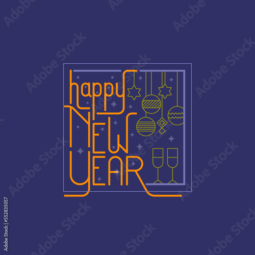 Happy new year text art work for social media post design template