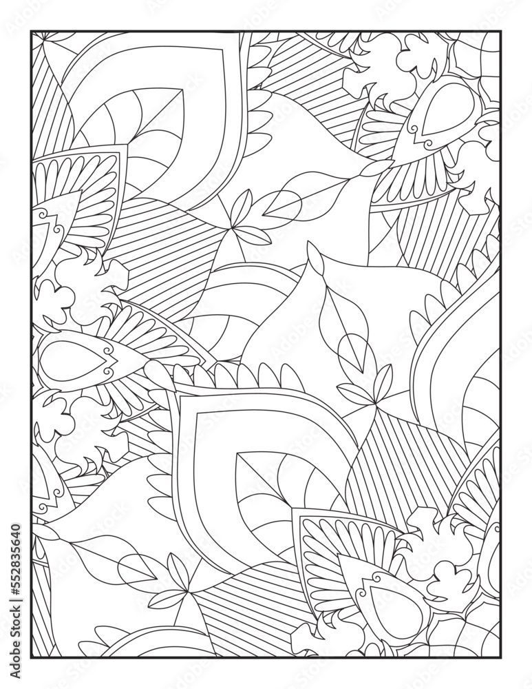 Obraz premium Floral Coloring Pages, Mandala Coloring Page For Adult 