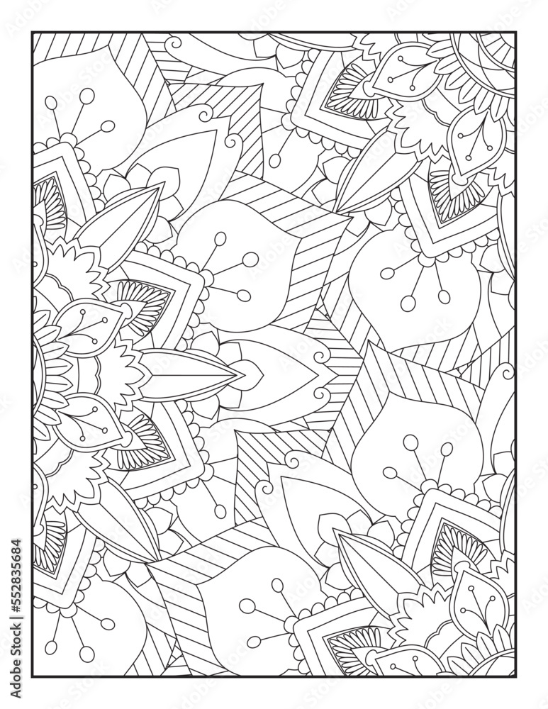 Obraz premium Floral Coloring Pages, Mandala Coloring Page For Adult