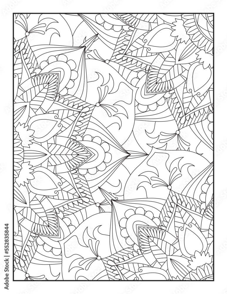 Obraz premium Floral Coloring Pages, Mandala Coloring Page For Adult 
