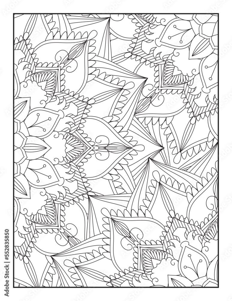 Fototapeta premium Floral Coloring Pages, Mandala Coloring Page For Adult 
