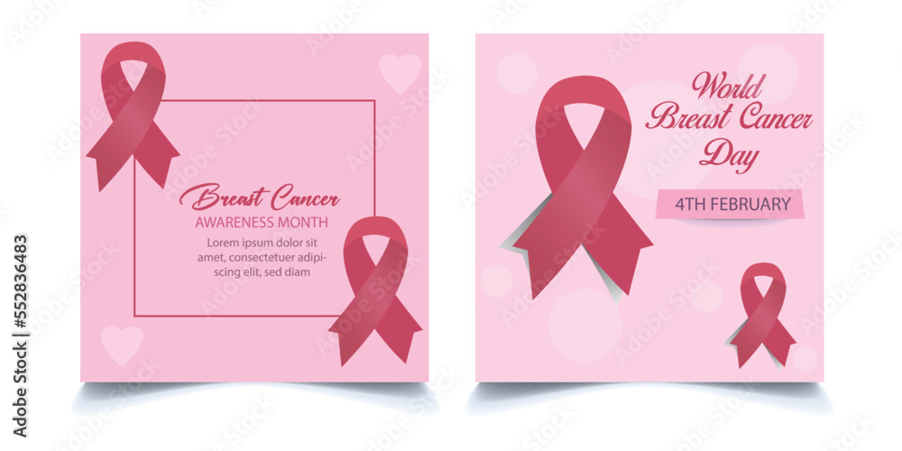 Breast Cancer Awareness Month Social Media Stories Template Instagram post design. Usable for social media post, banner, card, and website.