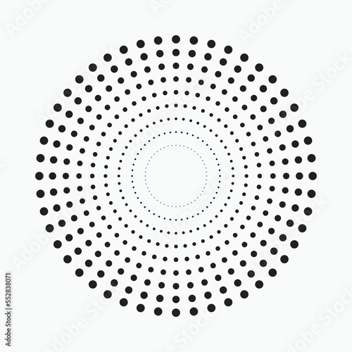 Abstract dotted circles. Halftone dots in circular form. Vector logo. Design element for various purposes. 