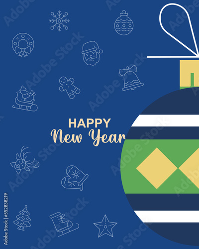 HAPPY NEW YEAR WITH GREETING CARD ILLUSTRATION VECTOR