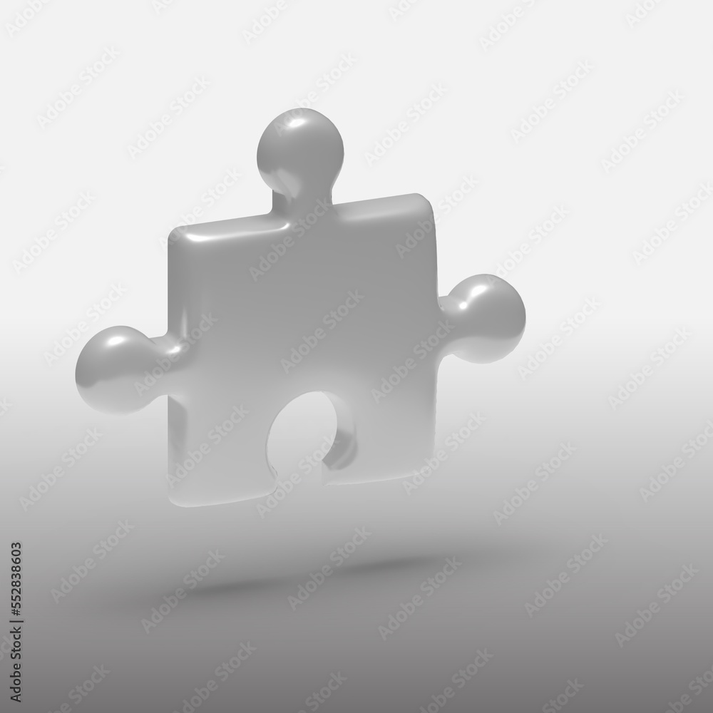 Gray piece of 3D illustration puzzles in rainbow colors. 3D rendering puzzles for logic games. Gray piece of 3D illustration puzzles in rainbow colors. 3D rendering puzzles for logic games.