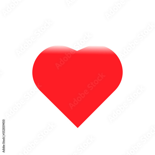 red heart top view on a white background