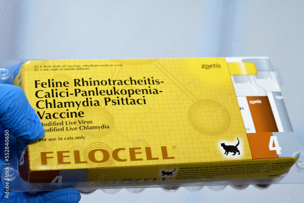 Cairo, Egypt, December 8 2022: Felocell 4, modified live attenuated