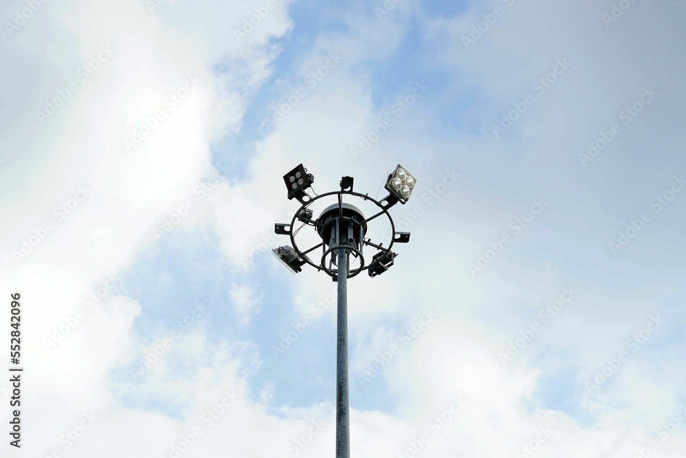 A groups of the LED spotlight on the top of the Lamppost.