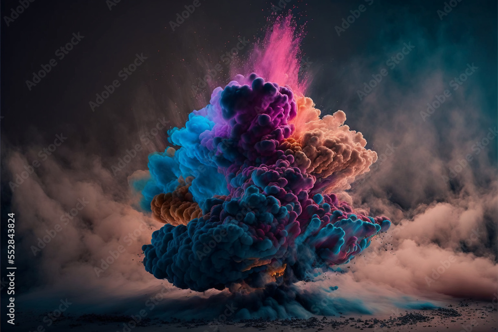 Nuage de couleurs, explosion de fumées colorées - obrazy, fototapety, plakaty 