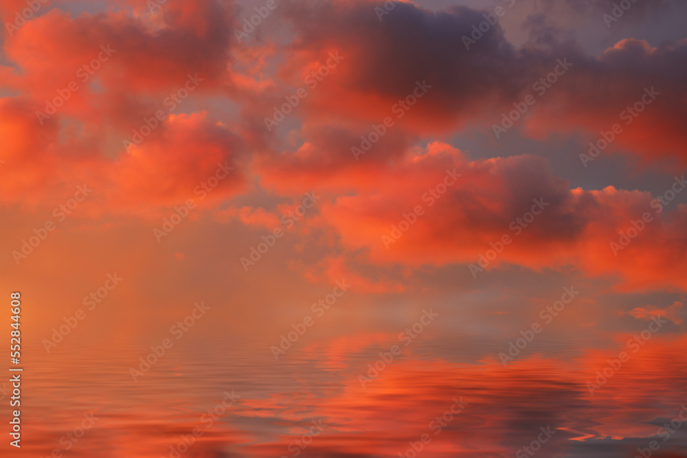water surface with clouds at sunset