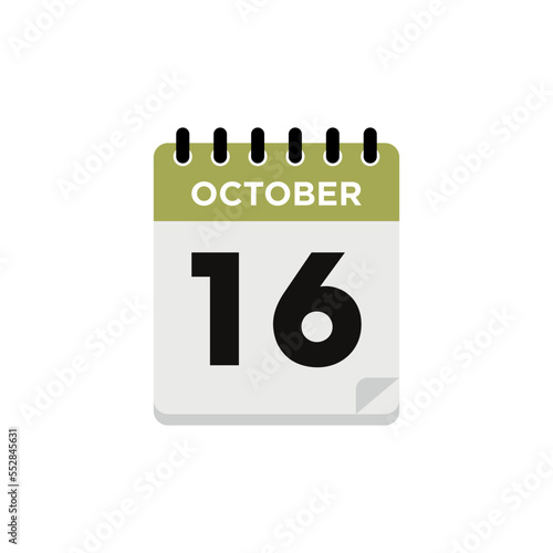 October Calendar Icon Vector Template