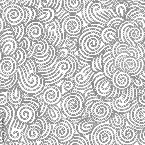 Seamless embroidered pattern. Wavy background. Handmade, hobby, sewing, DIY.