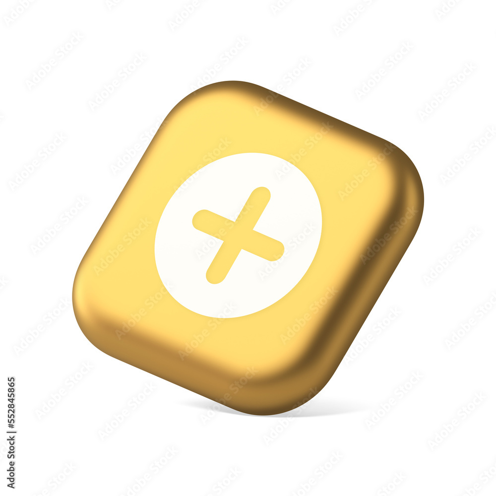 Fototapeta premium Plus add button mathematical addition symbol symbol application website icon 3d rendering