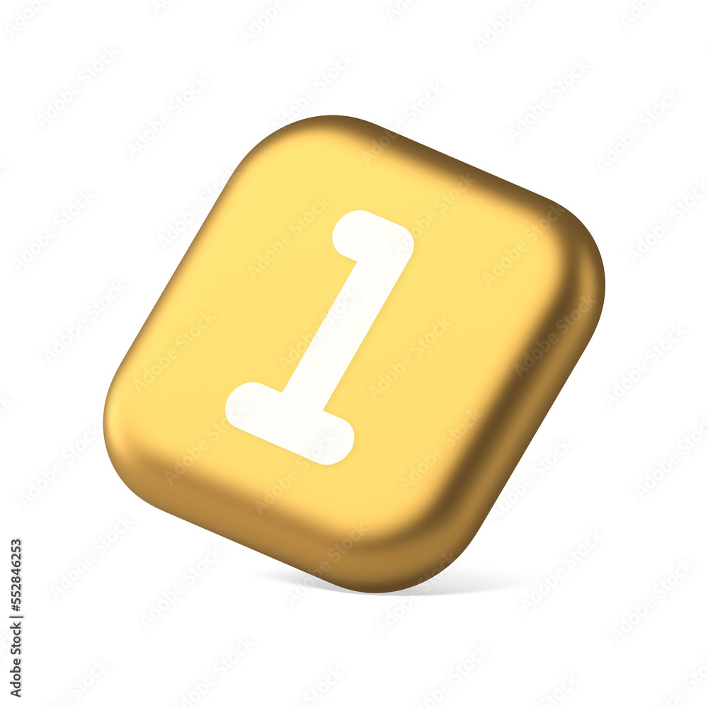 One number button finance counting panel keyboard user interface symbol application website icon 3d rendering