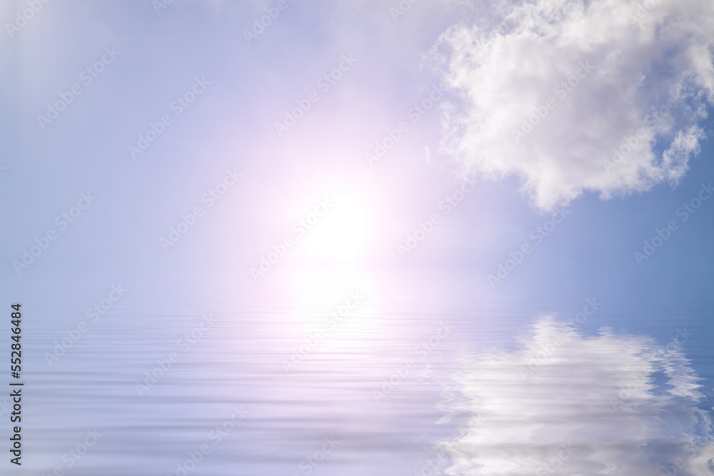 ocean water surface with sun and clouds ocean water surface with sun and clouds