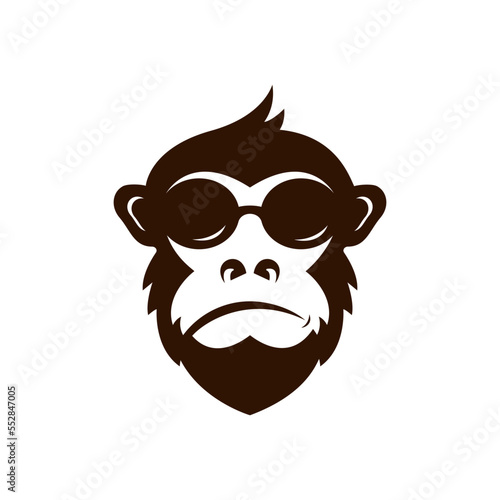 monkey face logo design template wearing glasses