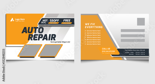 Auto Repair Multipurpose modern minimal digital latest  professional postcard vector Design Layout  