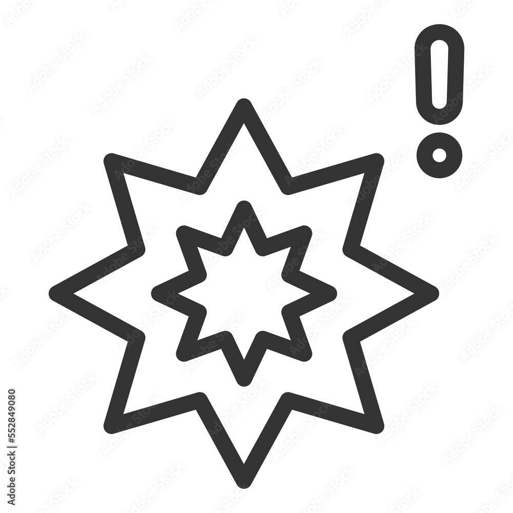 Obraz premium Attention, risk of explosion - icon, illustration on white background, outline style