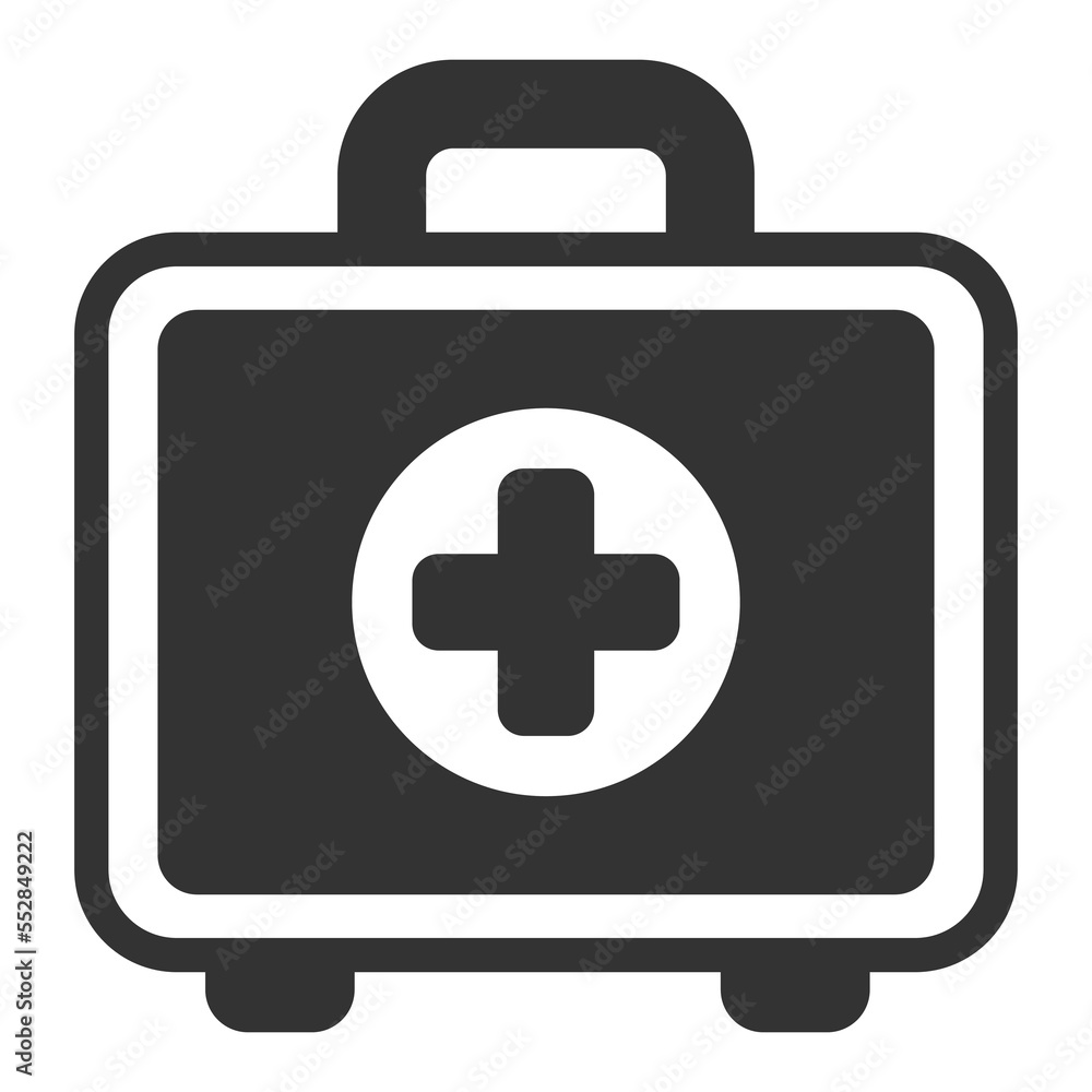 Suitcase with medicines - icon, illustration on white background, glyph style Suitcase with medicines - icon, illustration on white background, glyph style