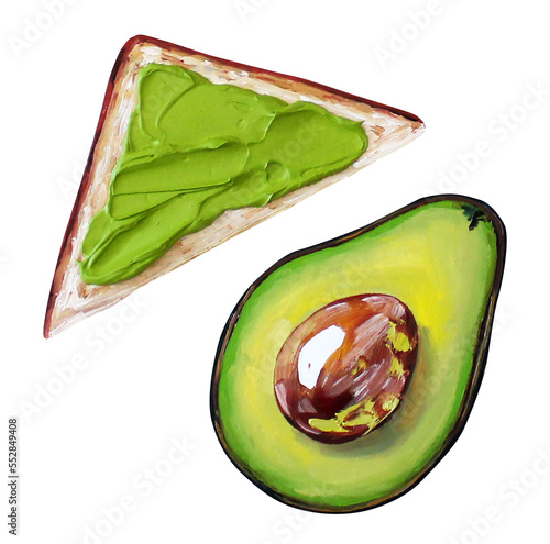avocado and avocado toast painting