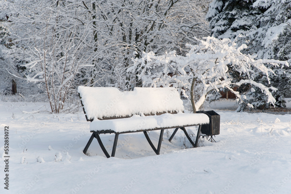 custom made wallpaper toronto digitalA bench in the snow stands in the park