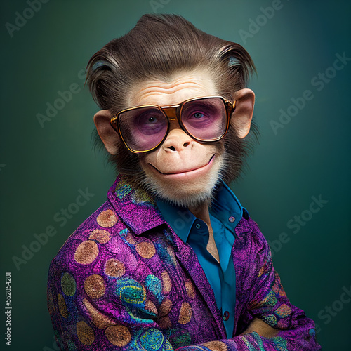 portrait of a monkey in a fashionable suit