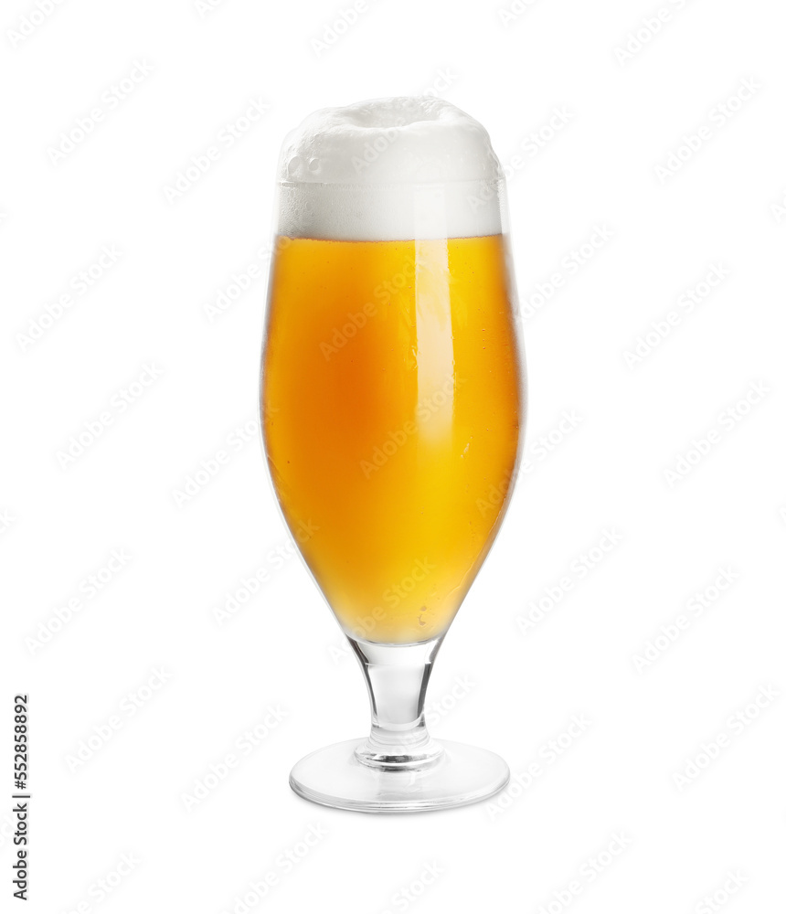 Glass of tasty light beer on white background Glass of tasty light beer on white background