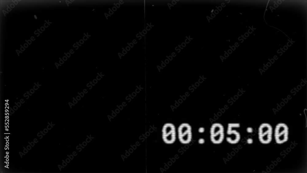 black screen animation with old movie effect with number glitch Stock ...