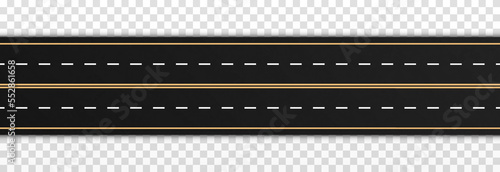 Vector asphalt on an isolated transparent background. Road, route png. Roadway for cars png. Road marking. City, street.