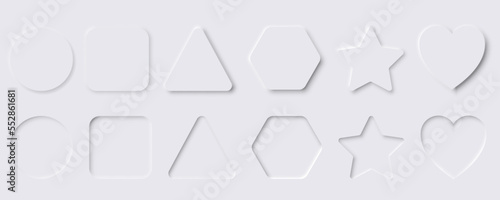 Set of Neumorphic UI Design Elements. Vector illustration.
