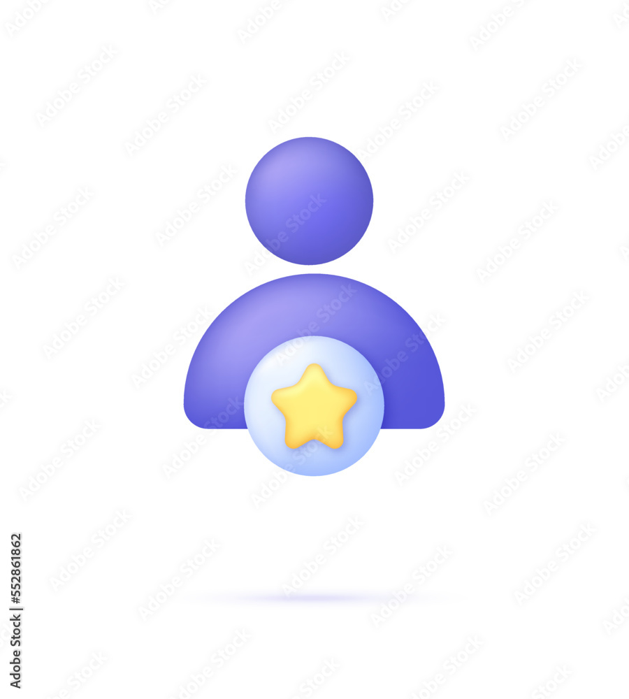 3D Person with star. Consumer or customer feedback score, satisfaction level and criticism concept. 3D Person with star. Consumer or customer feedback score, satisfaction level and criticism concept.