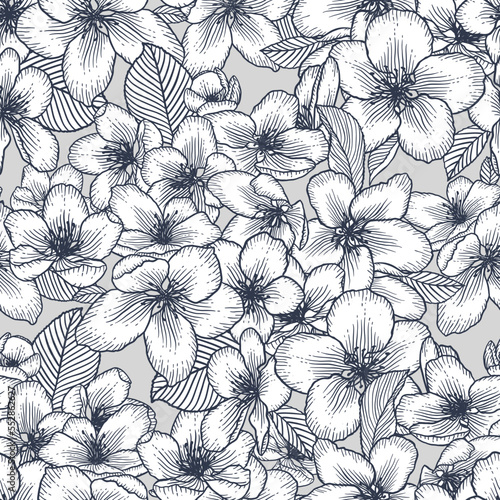 Seamless floral pattern  botanical vector background illustration