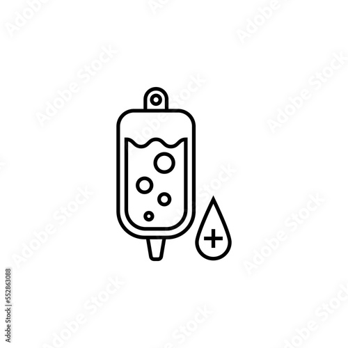 blood bag icon in trendy flat style, iv bag icon, infuse bag icon on white background