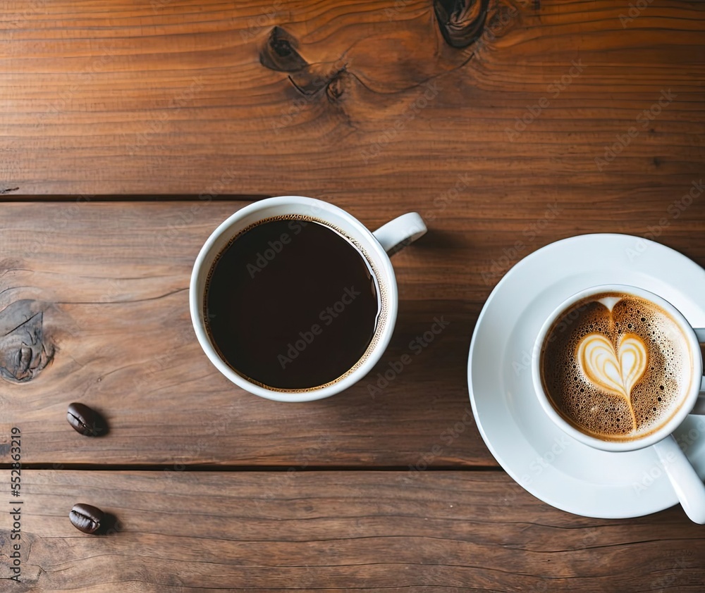 Obraz premium cup of coffee on wooden table
