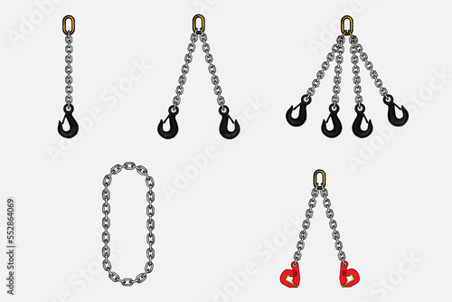 A set of chain slings. Vector graphics. photo